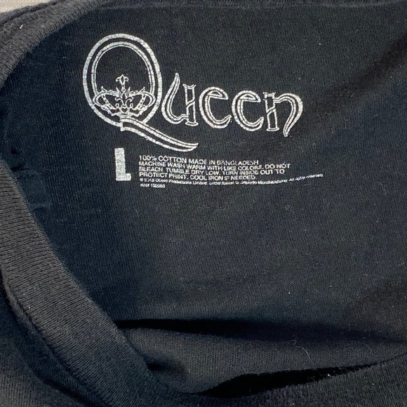 Queen Graphic Tee Black with Blue Short Sleeve Crew Neck Cotton L We Will Rock Y - Picture 7 of 8